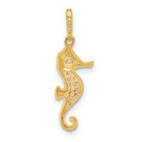 10K Polished CZ Seahorse Charm-10C1495