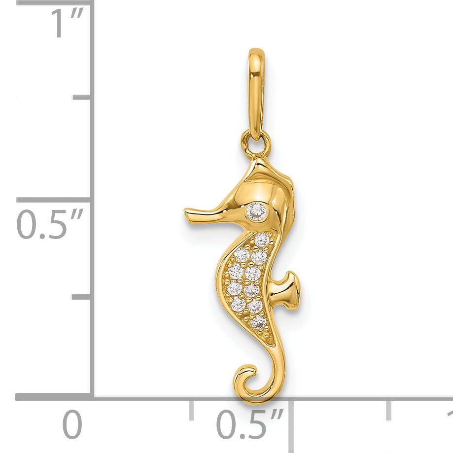 10K Polished CZ Seahorse Charm-10C1495