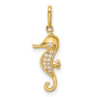 10K Polished CZ Seahorse Charm-10C1495