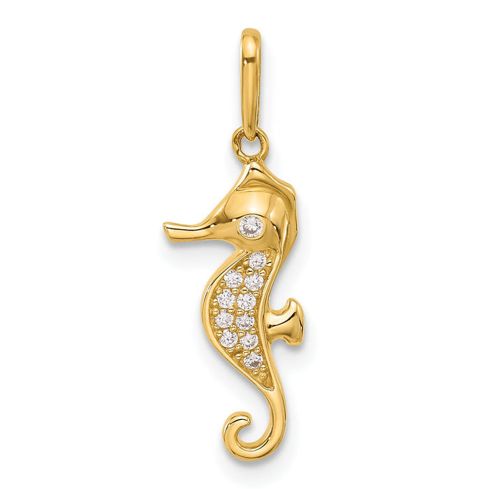 10K Polished CZ Seahorse Charm-10C1495