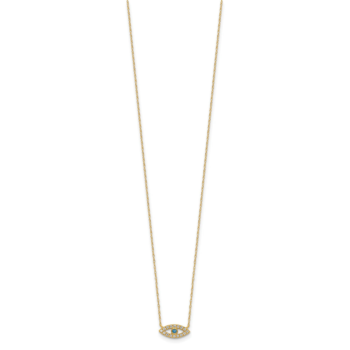 10K Polished CZ Evil Eye Necklace-10C1496-18.5