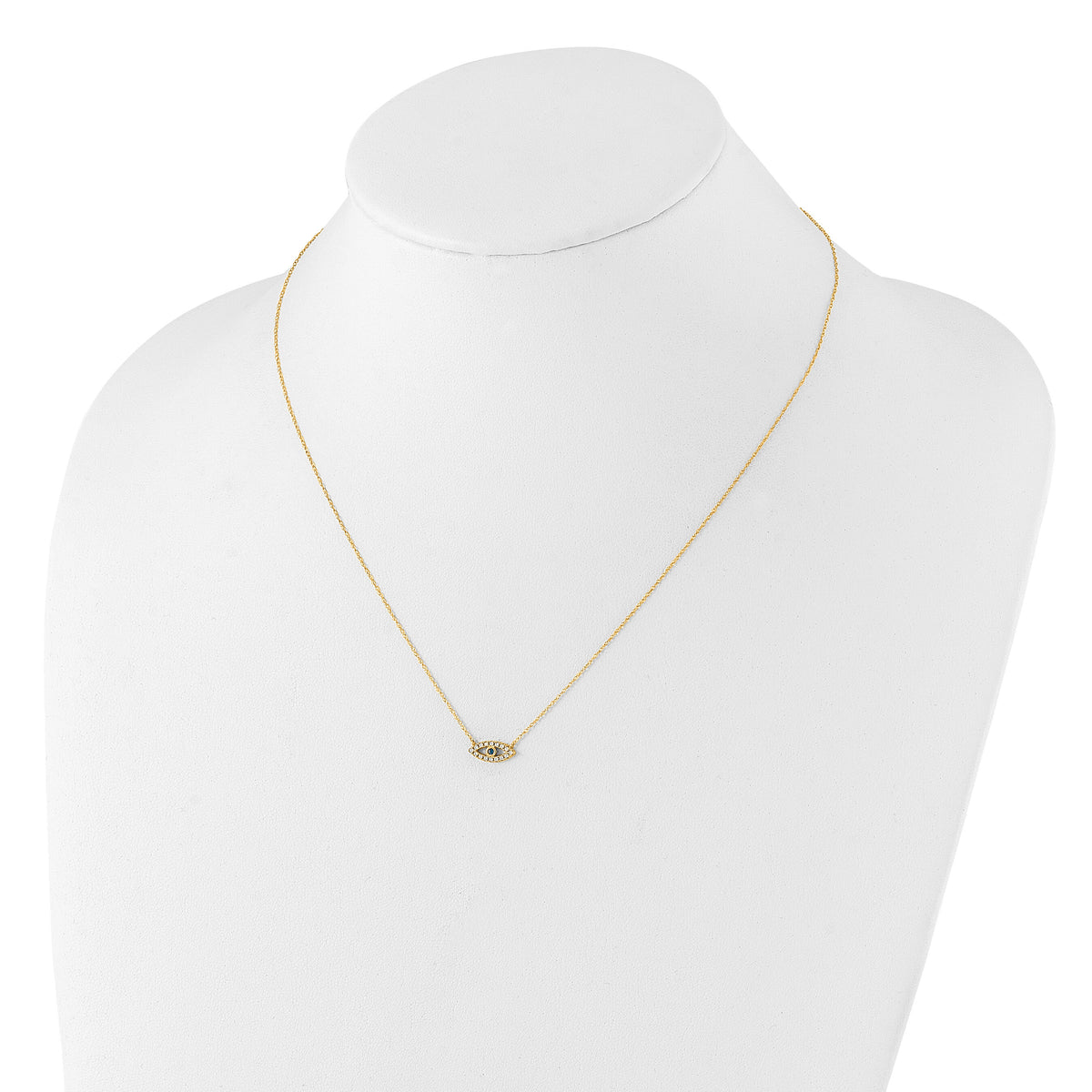 10K Polished CZ Evil Eye Necklace-10C1496-18.5