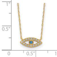 10K Polished CZ Evil Eye Necklace-10C1496-18.5