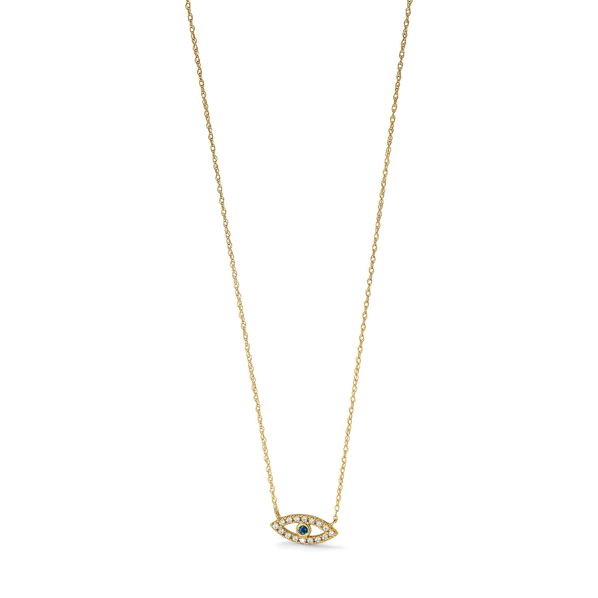10K Polished CZ Evil Eye Necklace-10C1496-18.5