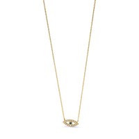 10K Polished CZ Evil Eye Necklace-10C1496-18.5