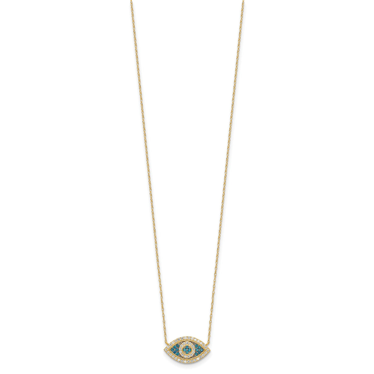 10K Polished CZ Evil Eye w/2 in ext Necklace-10C1497-16