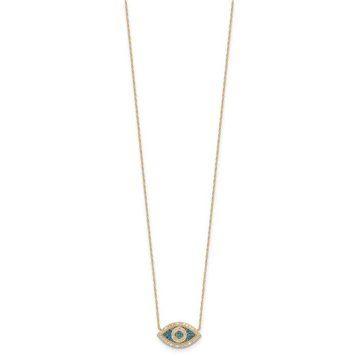 10K Polished CZ Evil Eye w/2 in ext Necklace-10C1497-16
