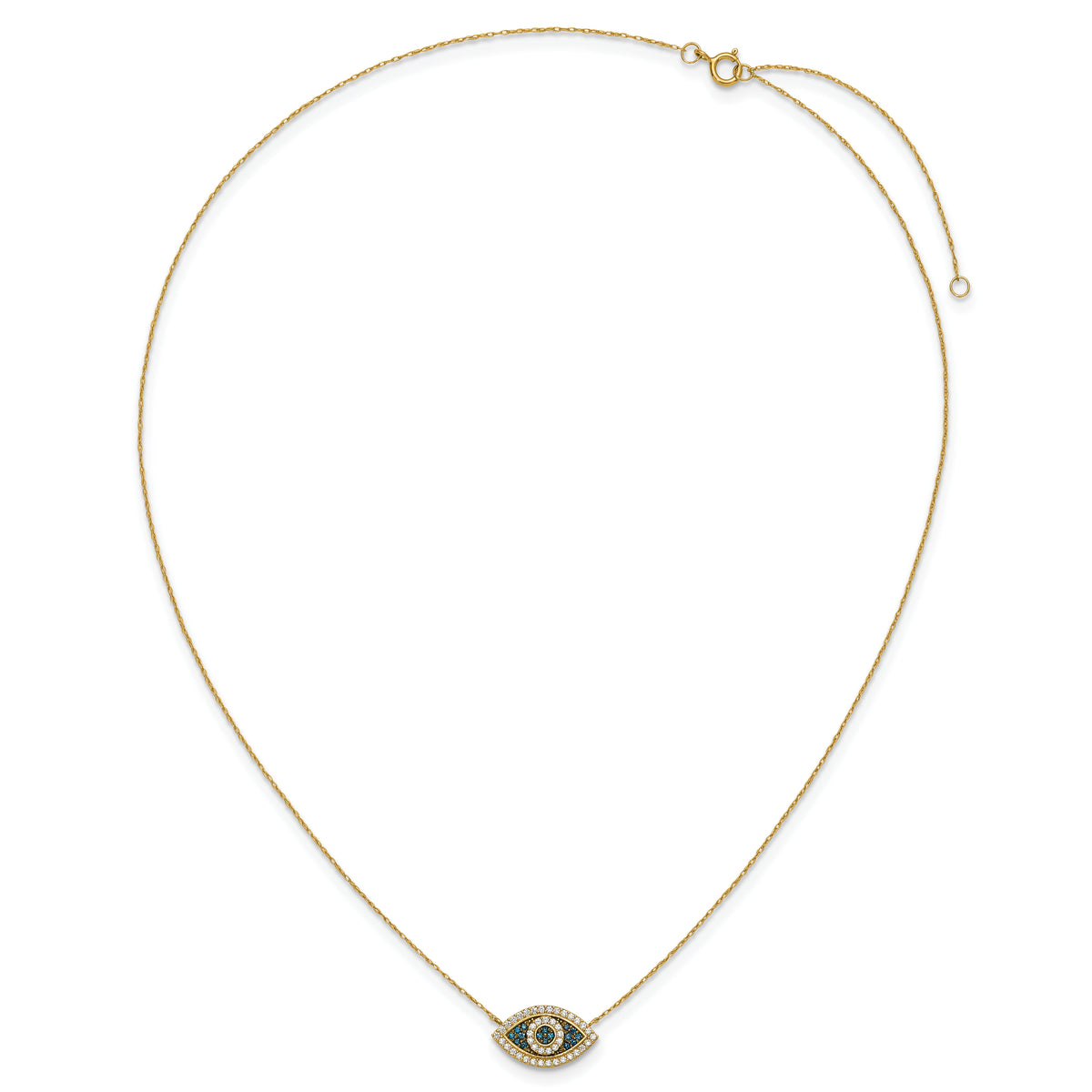 10K Polished CZ Evil Eye w/2 in ext Necklace-10C1497-16