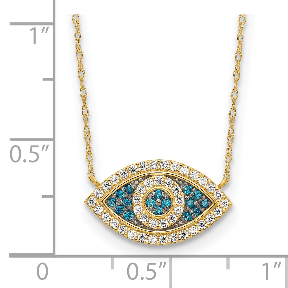 10K Polished CZ Evil Eye w/2 in ext Necklace-10C1497-16