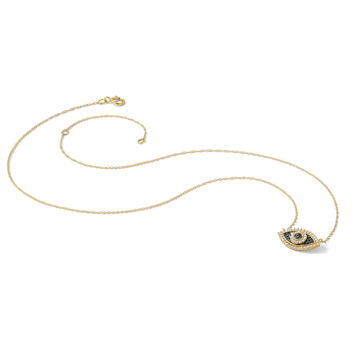 10K Polished CZ Evil Eye w/2 in ext Necklace-10C1497-16