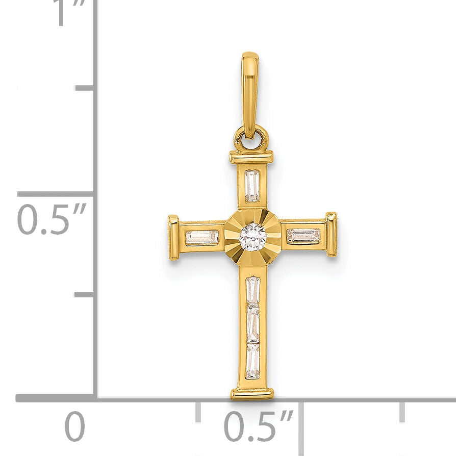 10K Polished CZ Cross Charm-10C1498