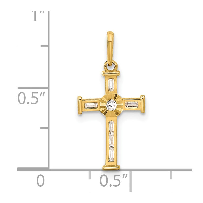 10K Polished CZ Cross Charm-10C1498