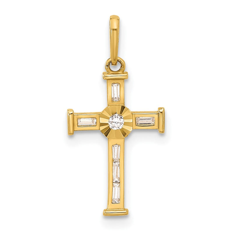 10K Polished CZ Cross Charm-10C1498