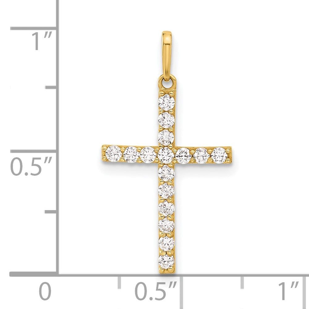 10K Polished CZ Latin Cross Charm-10C1499