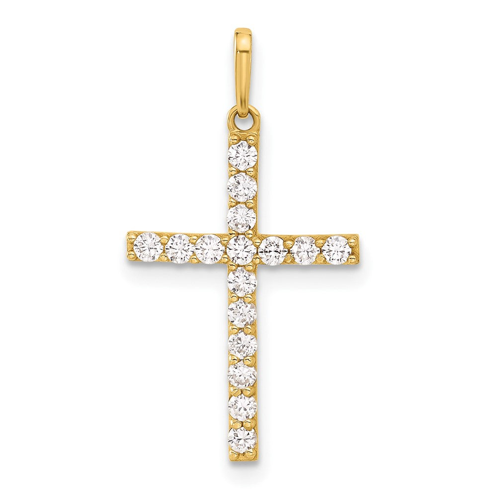 10K Polished CZ Latin Cross Charm-10C1499