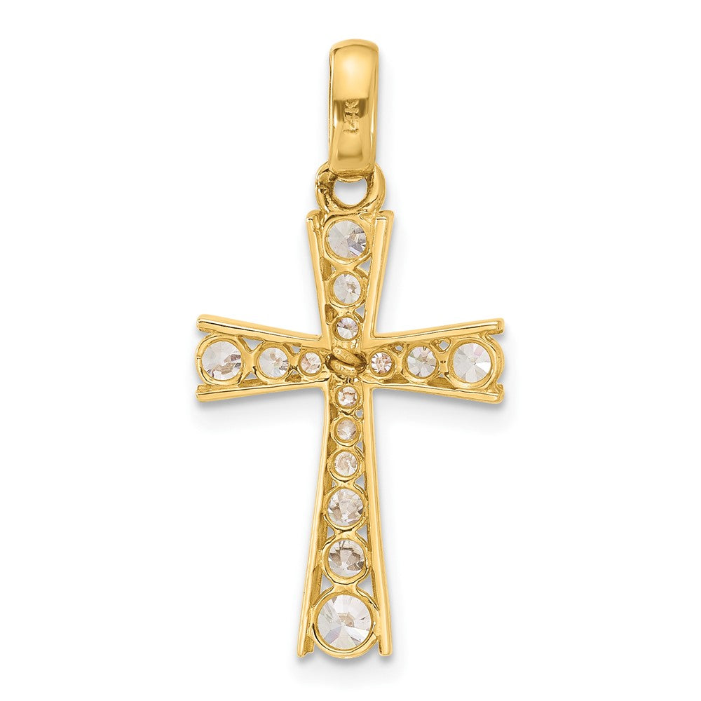 10K Polished CZ Latin Cross Pendant-10C1500