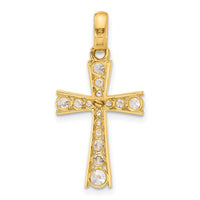 10K Polished CZ Latin Cross Pendant-10C1500