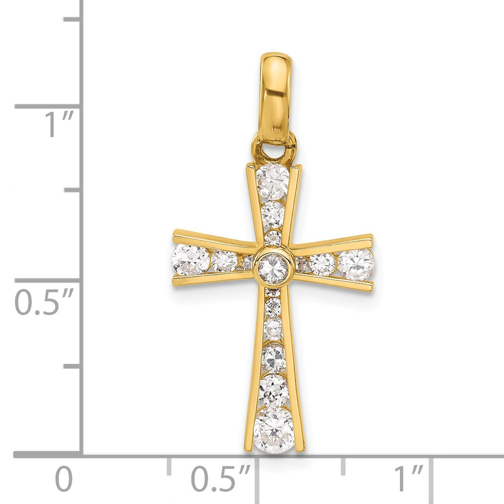 10K Polished CZ Latin Cross Pendant-10C1500