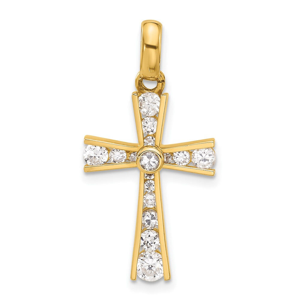 10K Polished CZ Latin Cross Pendant-10C1500