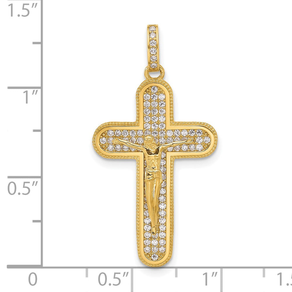 10K Polished CZ Crucifix Cross Pendant-10C1501