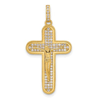 10K Polished CZ Crucifix Cross Pendant-10C1501