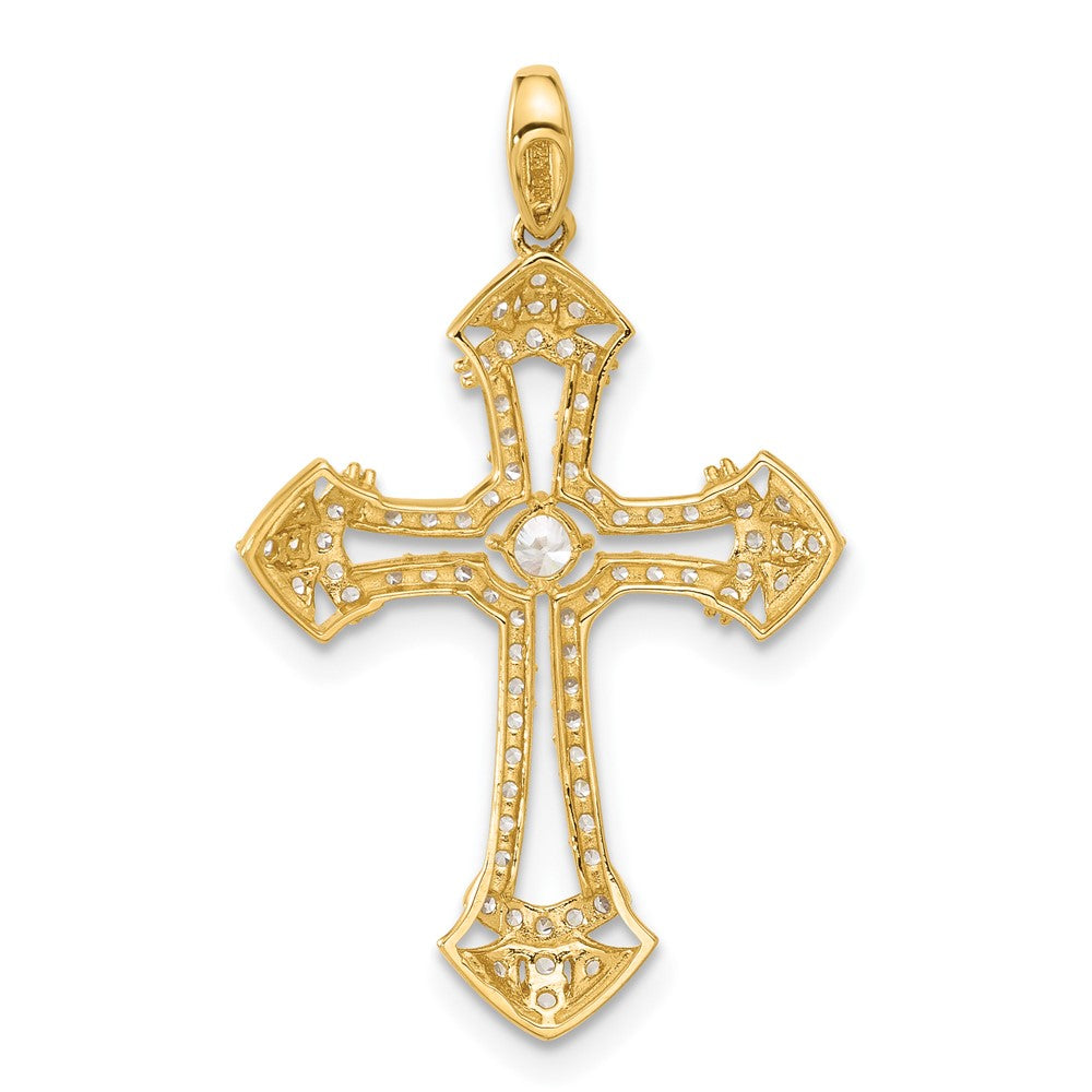 10K Polished CZ Fancy Cross Pendant-10C1502