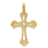 10K Polished CZ Fancy Cross Pendant-10C1502