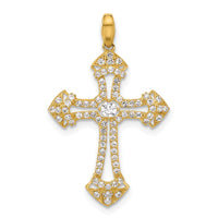 10K Polished CZ Fancy Cross Pendant-10C1502
