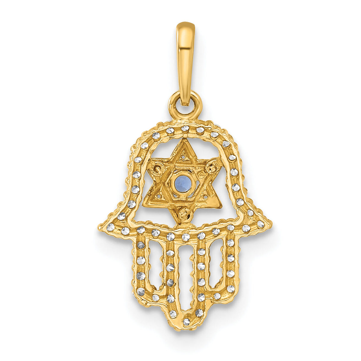 10K Polished CZ Evil Eye Hamsa Charm-10C1503