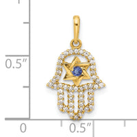 10K Polished CZ Evil Eye Hamsa Charm-10C1503