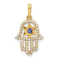 10K Polished CZ Evil Eye Hamsa Charm-10C1503