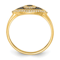 10K Polished Blue and White CZ Evil Eye Ring-10C1504