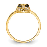 10K Polished Clear and Green CZ Lioness Head Ring-10C1505