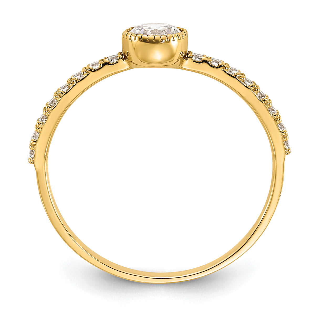 10K Polished CZ Center and Side Stones Ring-10C1506