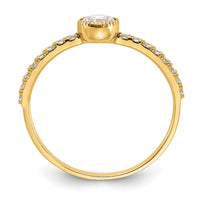 10K Polished CZ Center and Side Stones Ring-10C1506