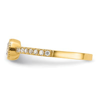 10K Polished CZ Center and Side Stones Ring-10C1506