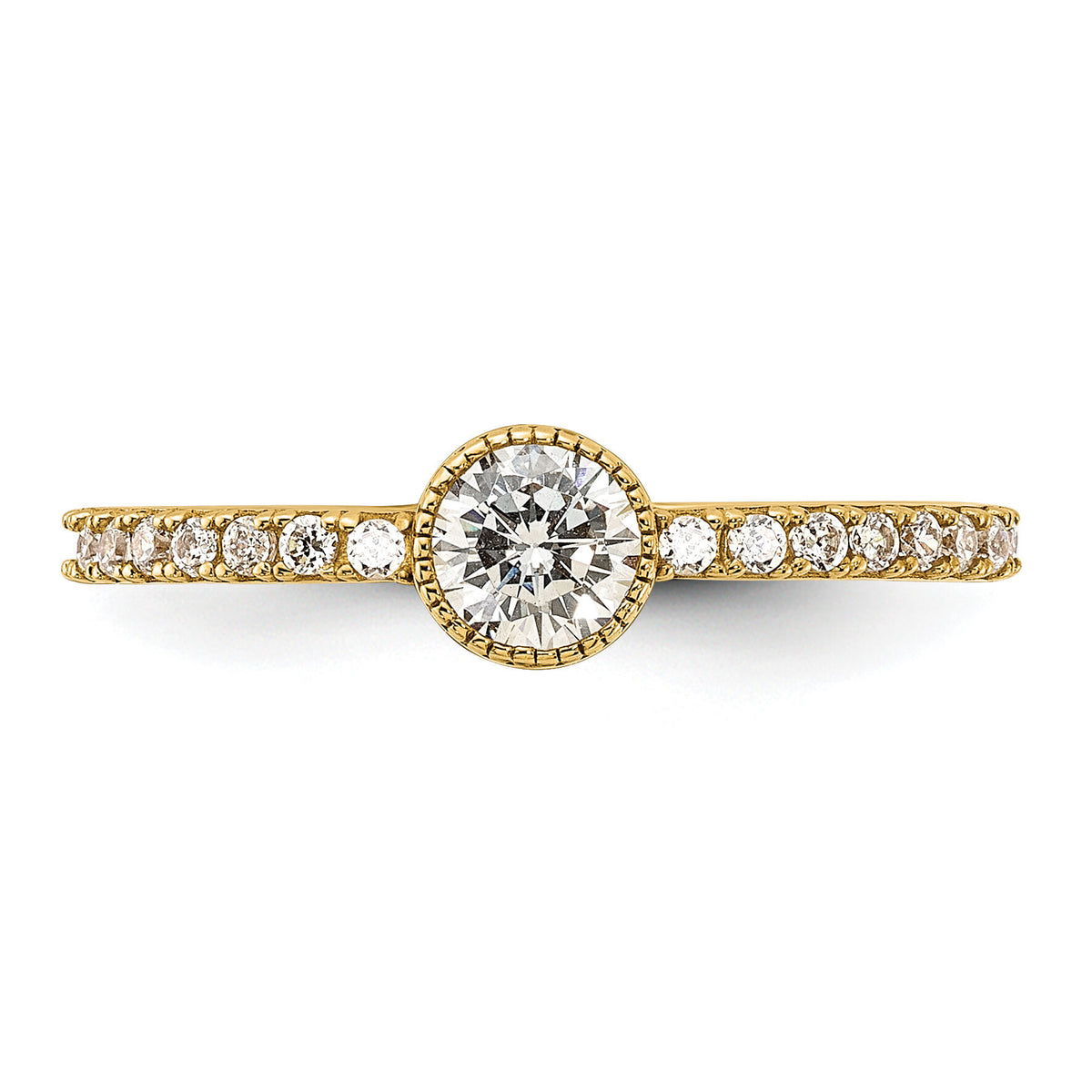 10K Polished CZ Center and Side Stones Ring-10C1506