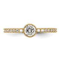 10K Polished CZ Center and Side Stones Ring-10C1506