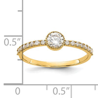 10K Polished CZ Center and Side Stones Ring-10C1506