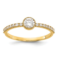 10K Polished CZ Center and Side Stones Ring-10C1506