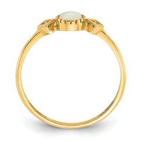 10K Polished CZ and Created Opal Ring-10C1507