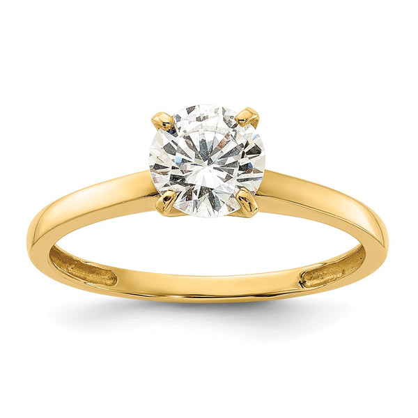 10K Polished Round CZ Solitaire Ring-10C1508