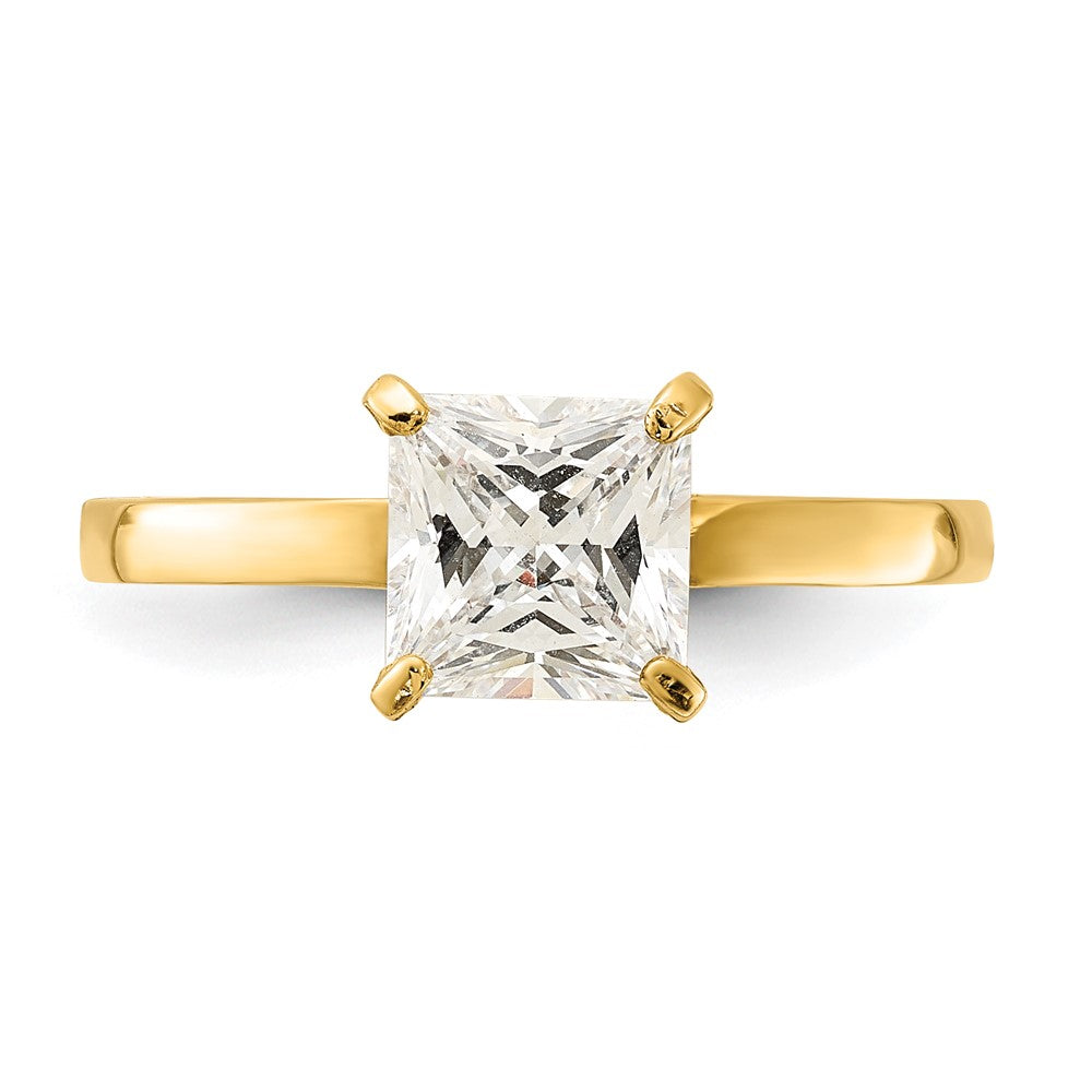 10K Polished Square CZ Solitaire Ring-10C1509