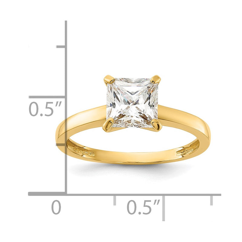 10K Polished Square CZ Solitaire Ring-10C1509