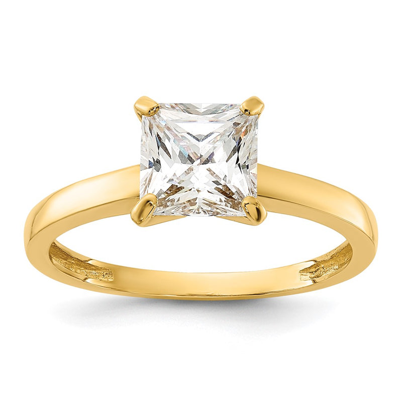 10K Polished Square CZ Solitaire Ring-10C1509