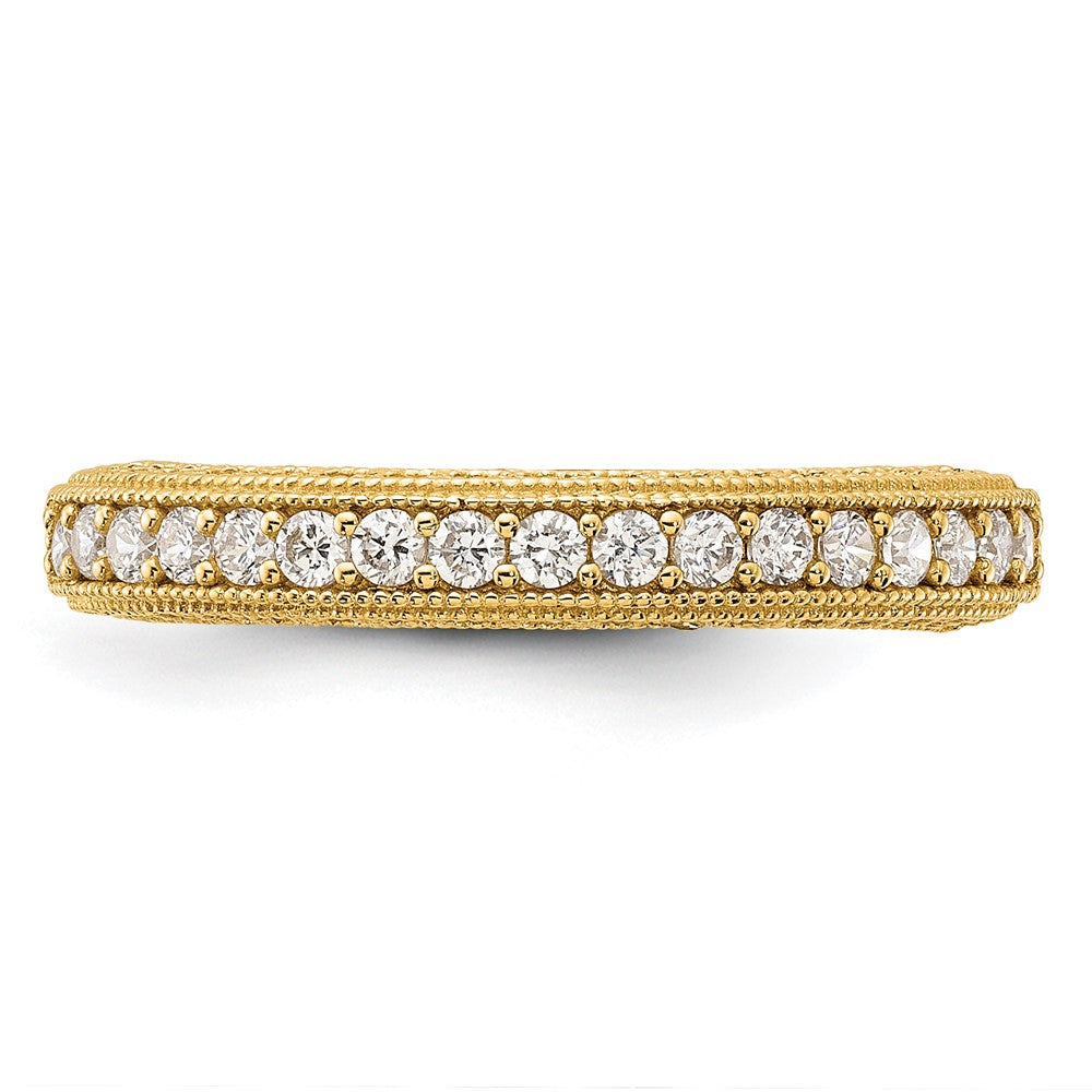 10K Polished CZ Beaded Edge Band-10C1513