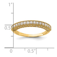 10K Polished CZ Beaded Edge Band-10C1513