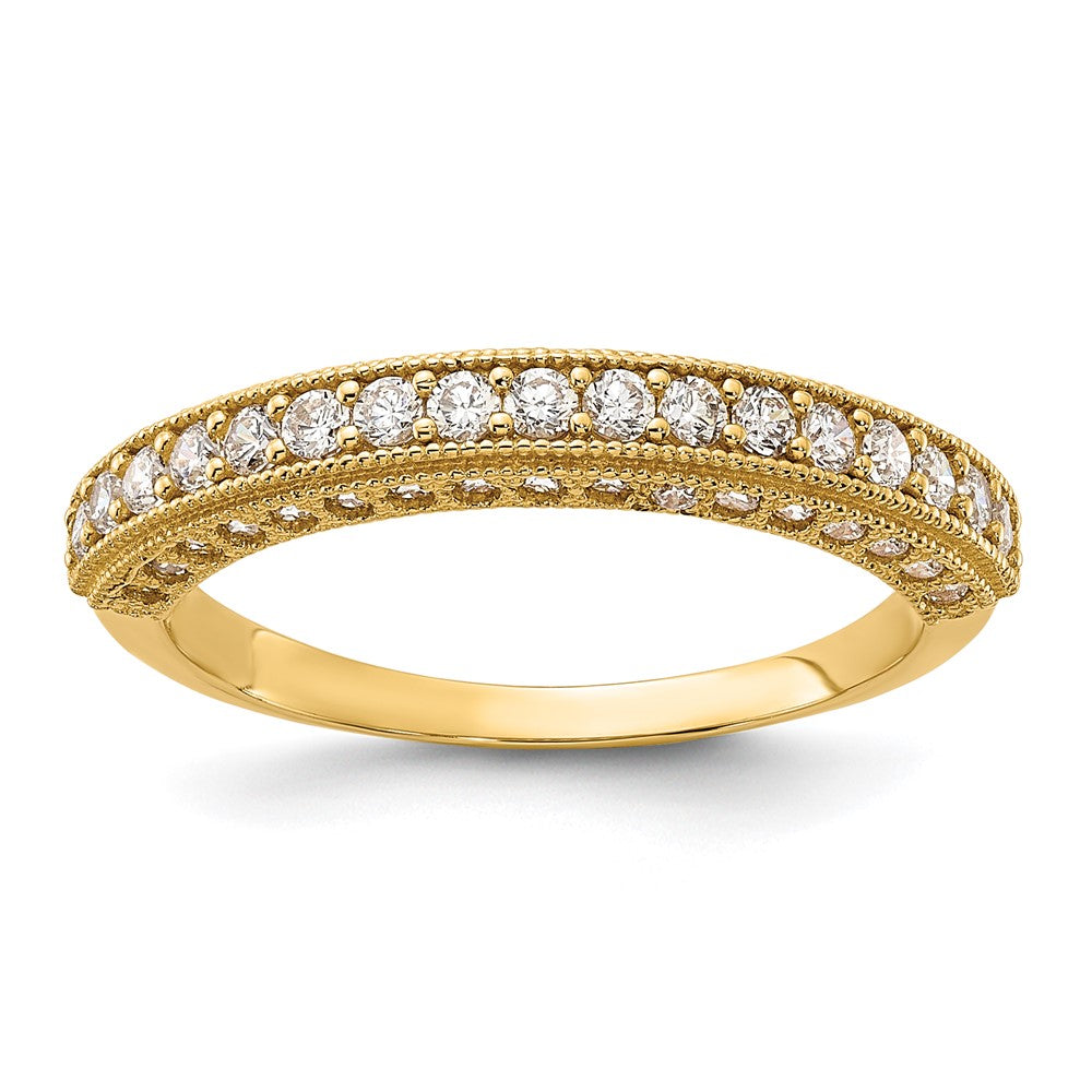 10K Polished CZ Beaded Edge Band-10C1513