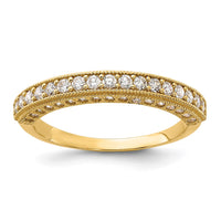 10K Polished CZ Beaded Edge Band-10C1513