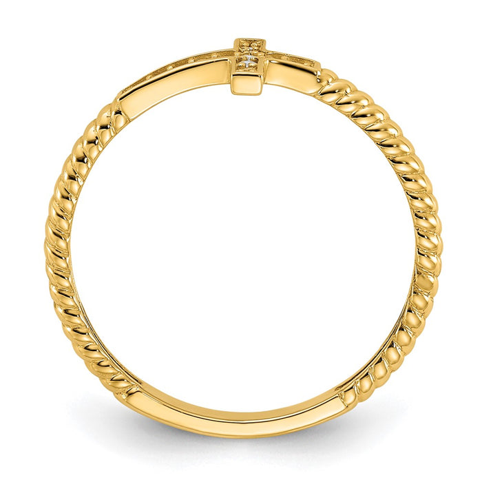 10K Polished CZ Cross Ring-10C1515